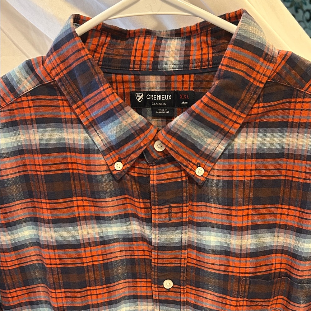 Men's Orange Plaid Cremeiux Shirt